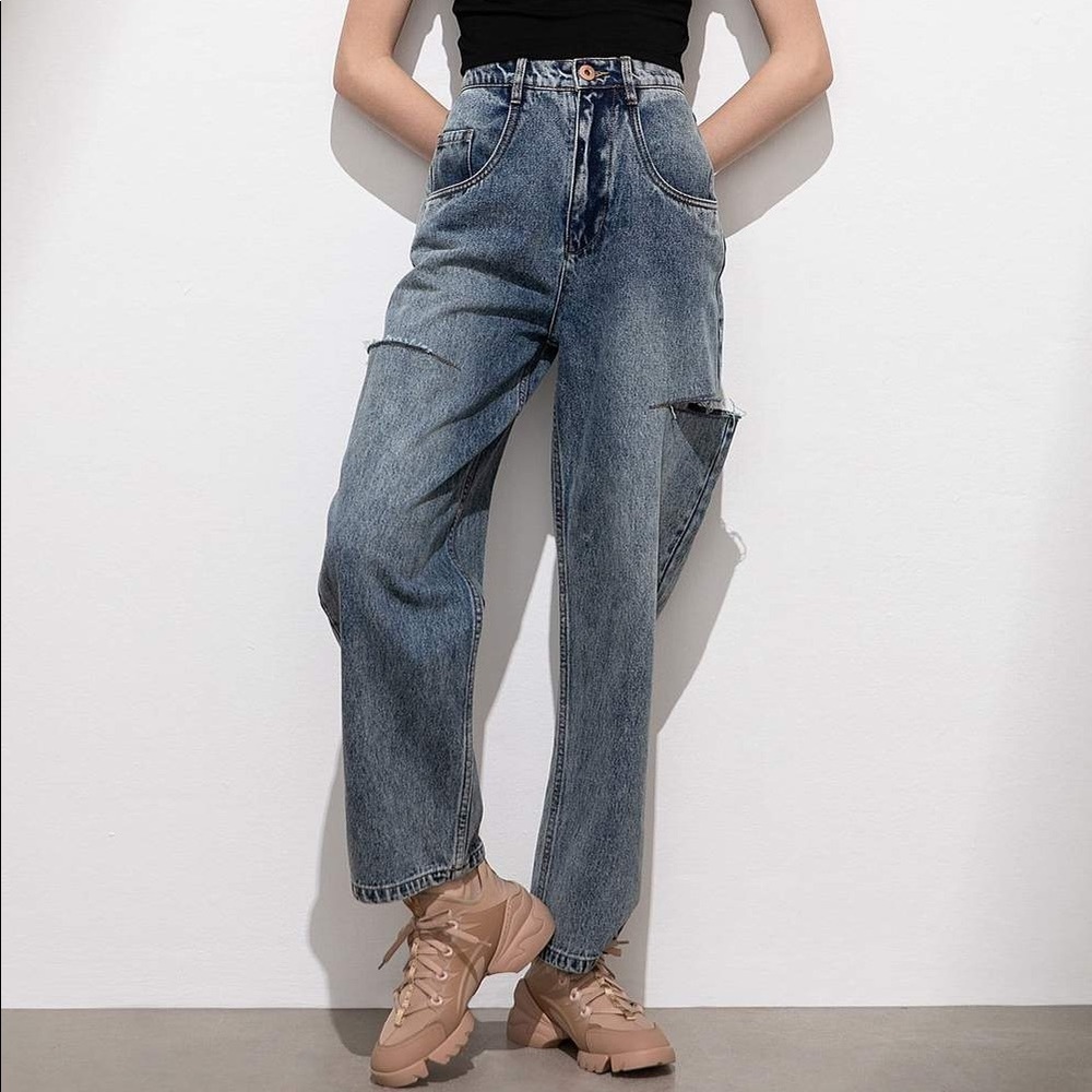 J.ING hunter ripped baggy jeans S